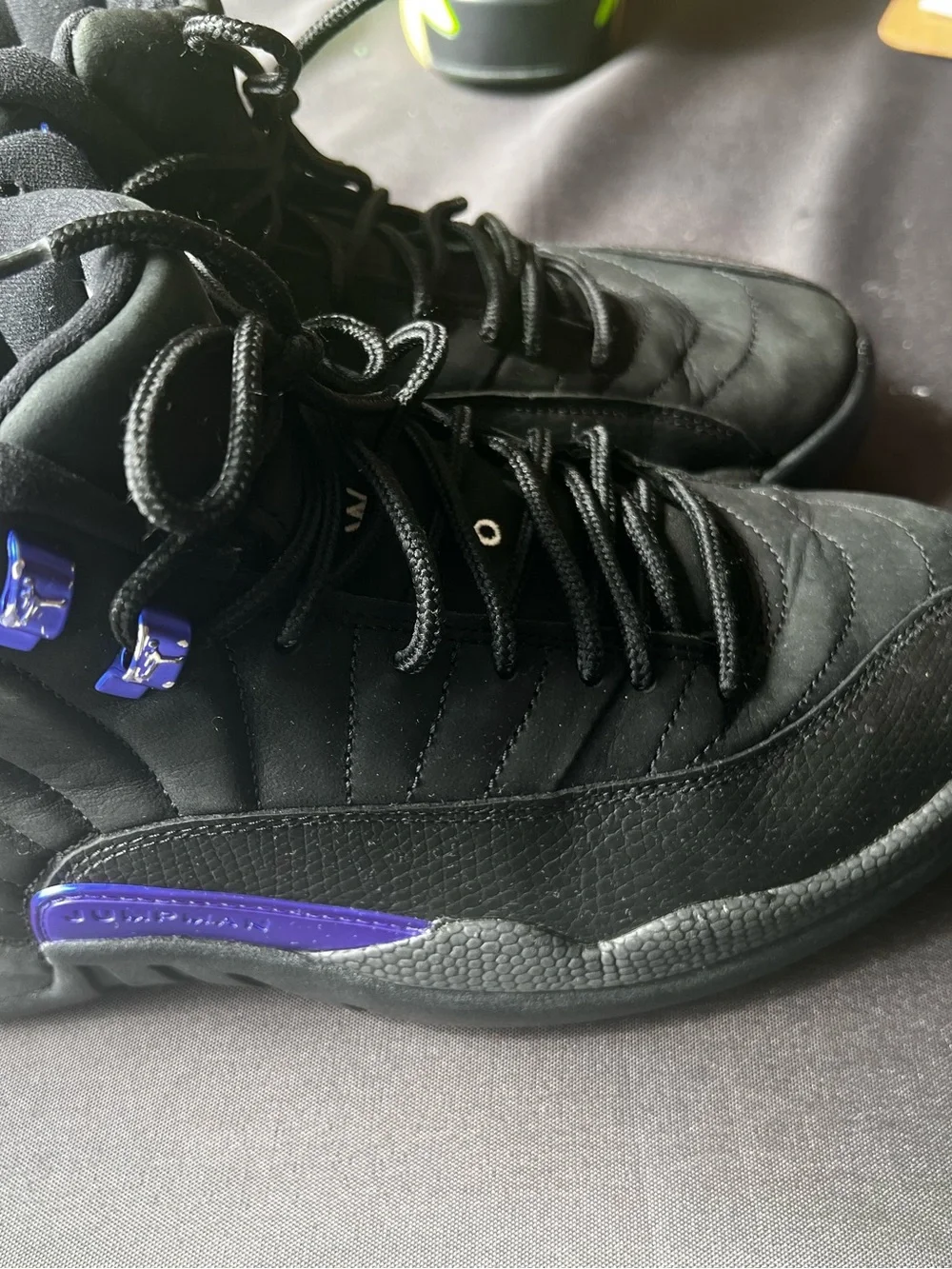Jordan Men's Black Sneakers with Purple Accents